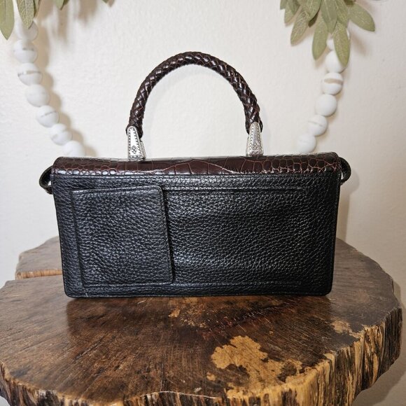 Brighton Gina Organizer Mini Crossbody Bag – Black Croc-Embossed Leather NWT - Picture 3 of 16